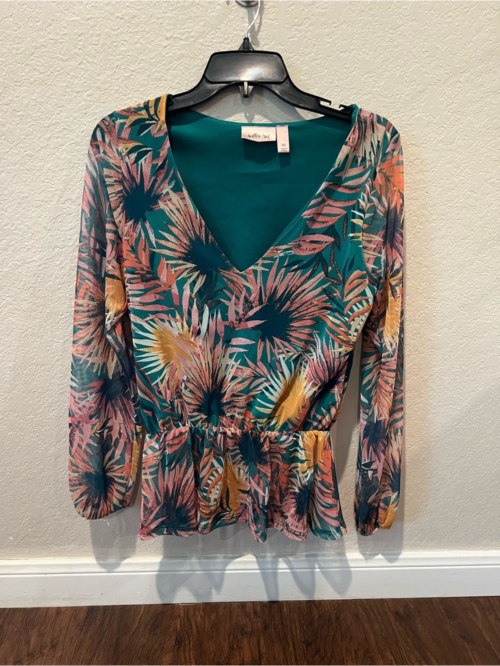 Floral V-Neck Peplum Blouse from Buckle